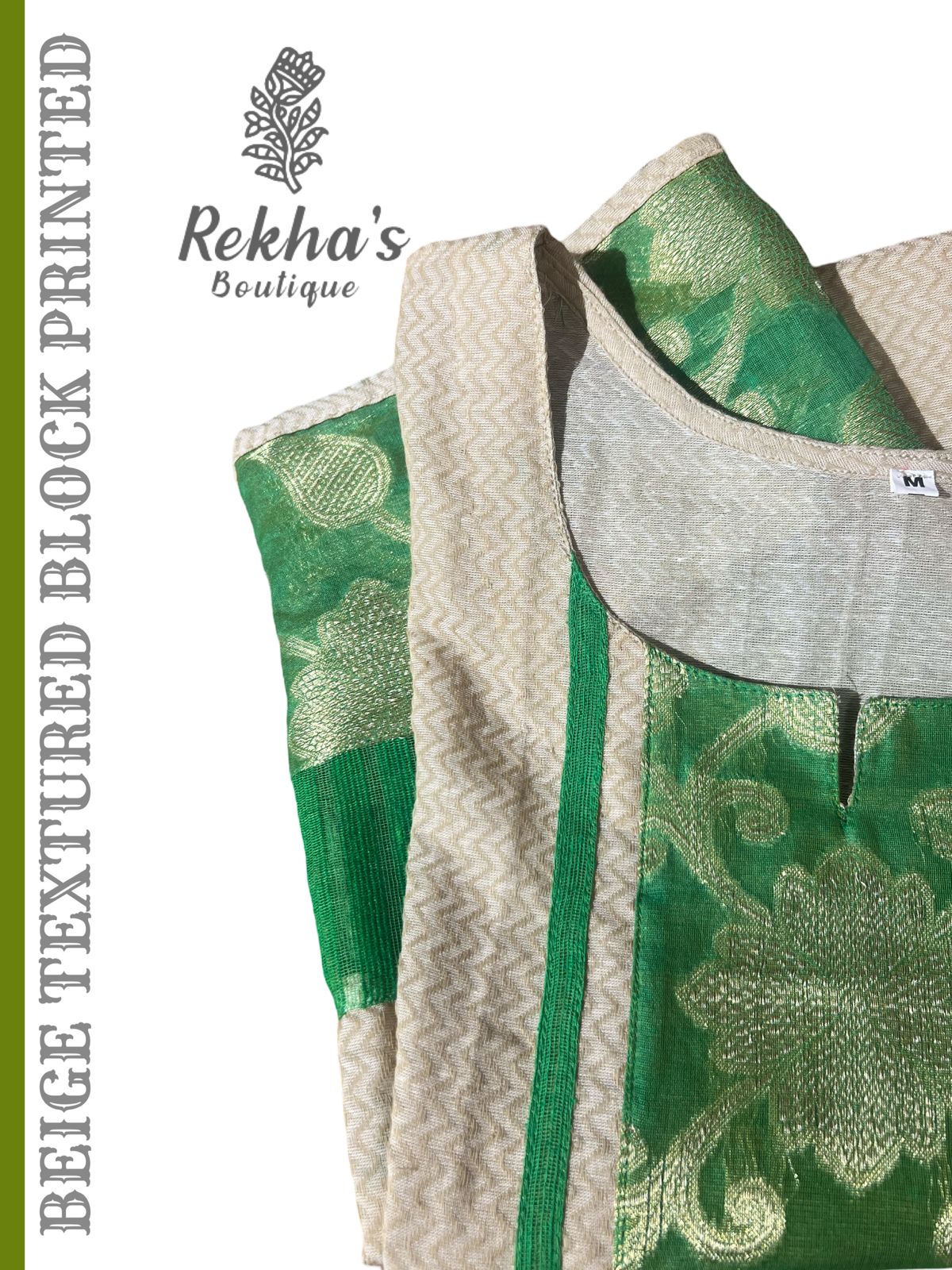 Beige cotton textured Hand Block Print
