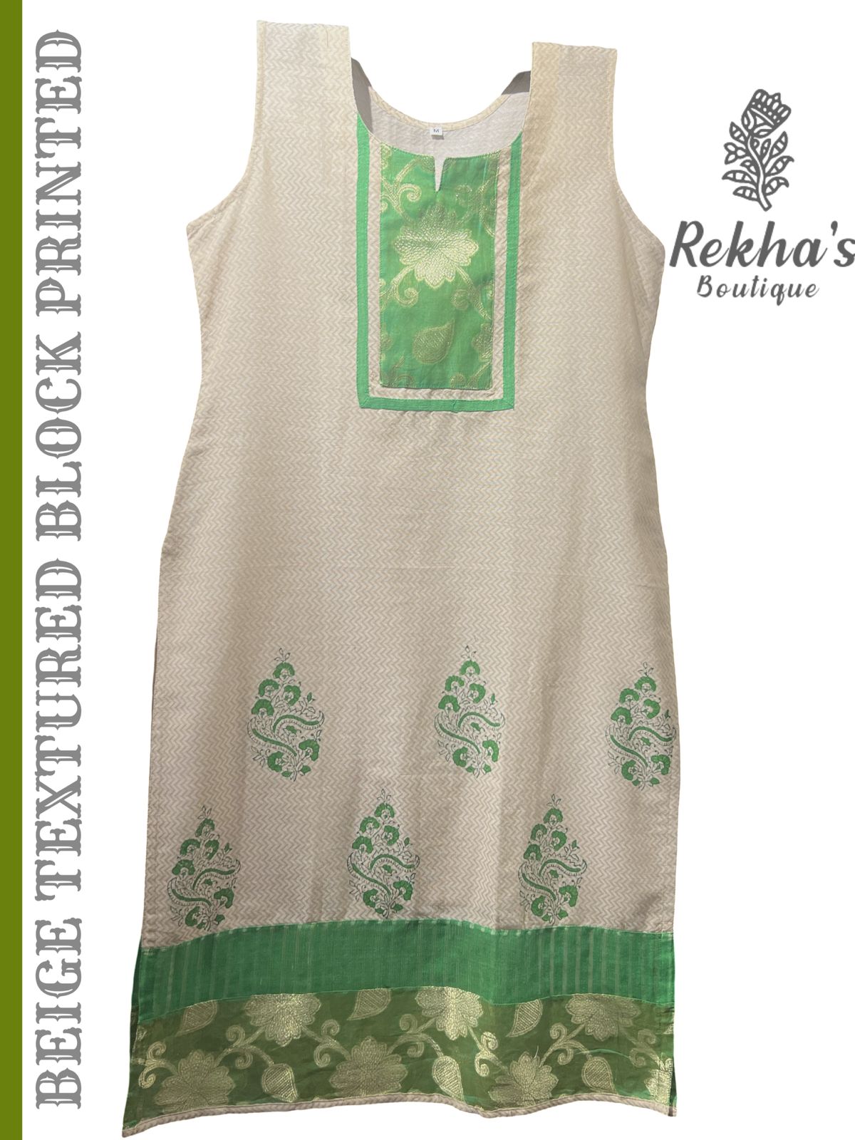Beige cotton textured Hand Block Print