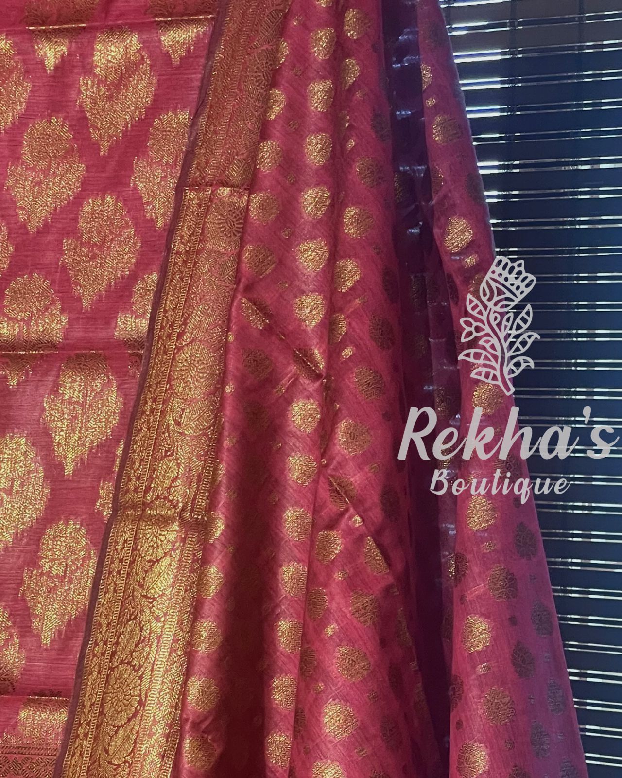 🌺⚜️ PINK BENARES GOLD WOVEN BROCADE  ⚜️🌺